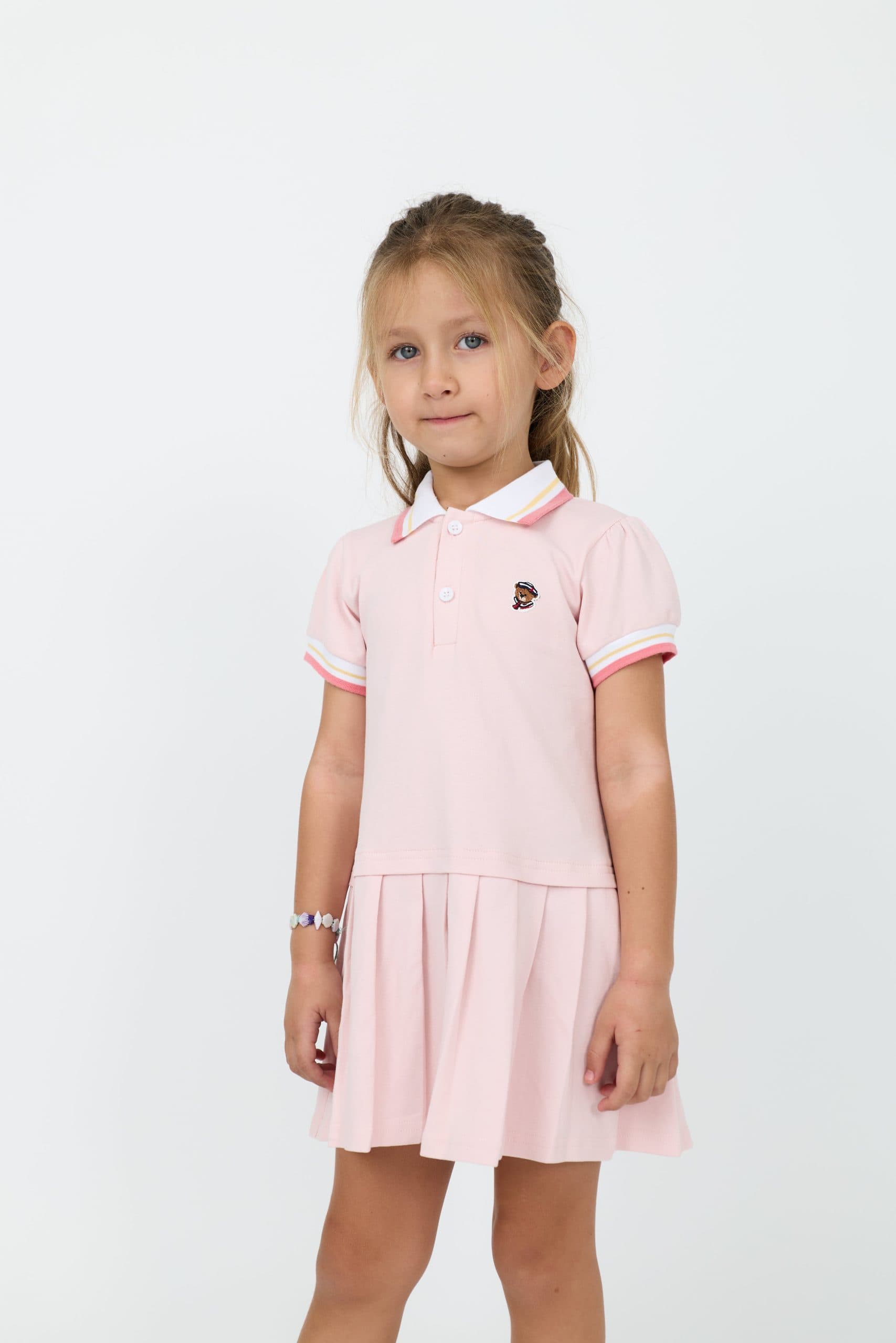 Kids' Cotton Preppy Pleated Dress