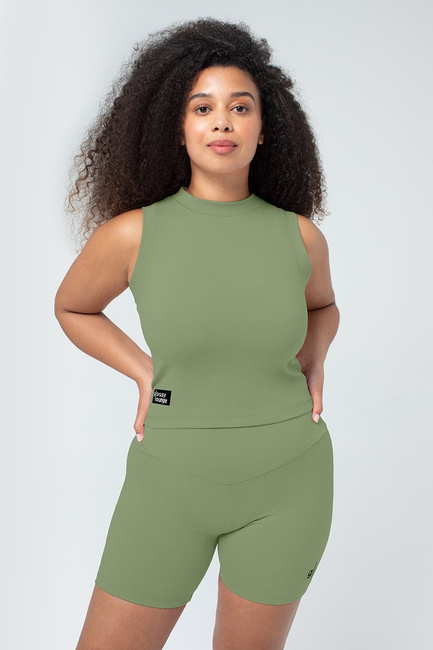 Women's Sustainable Sleeveless Crop High Neck Top