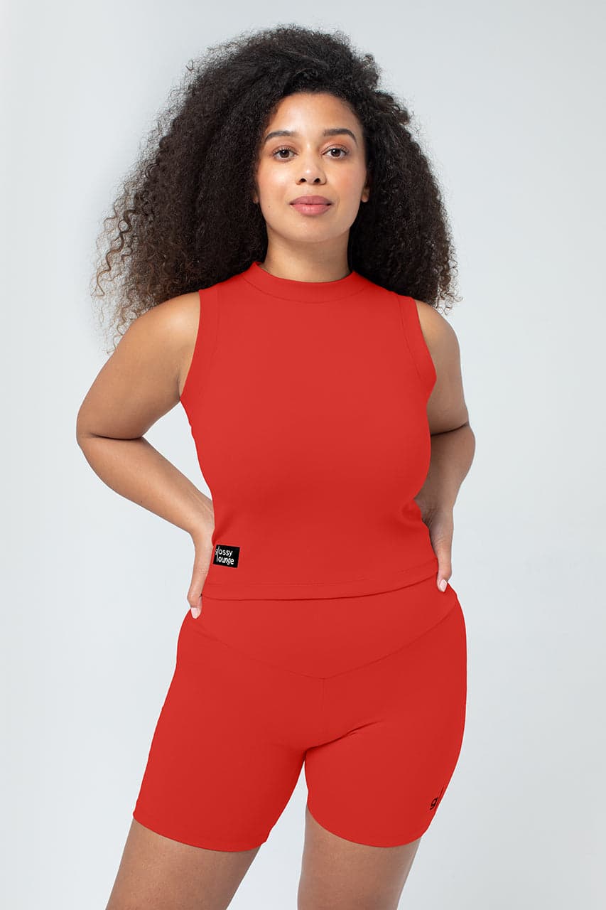 Women's Sustainable Sleeveless Crop High Neck Top
