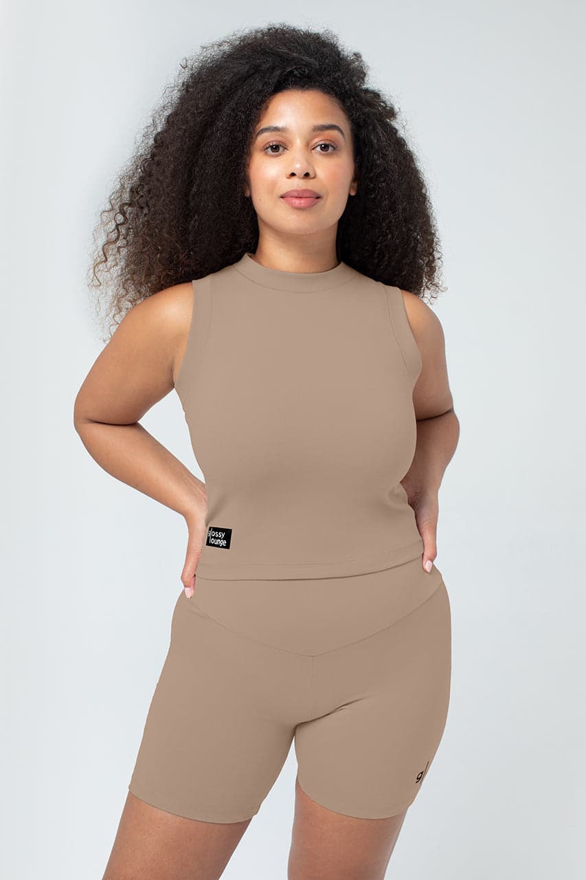 Women's Sustainable Sleeveless Crop High Neck Top