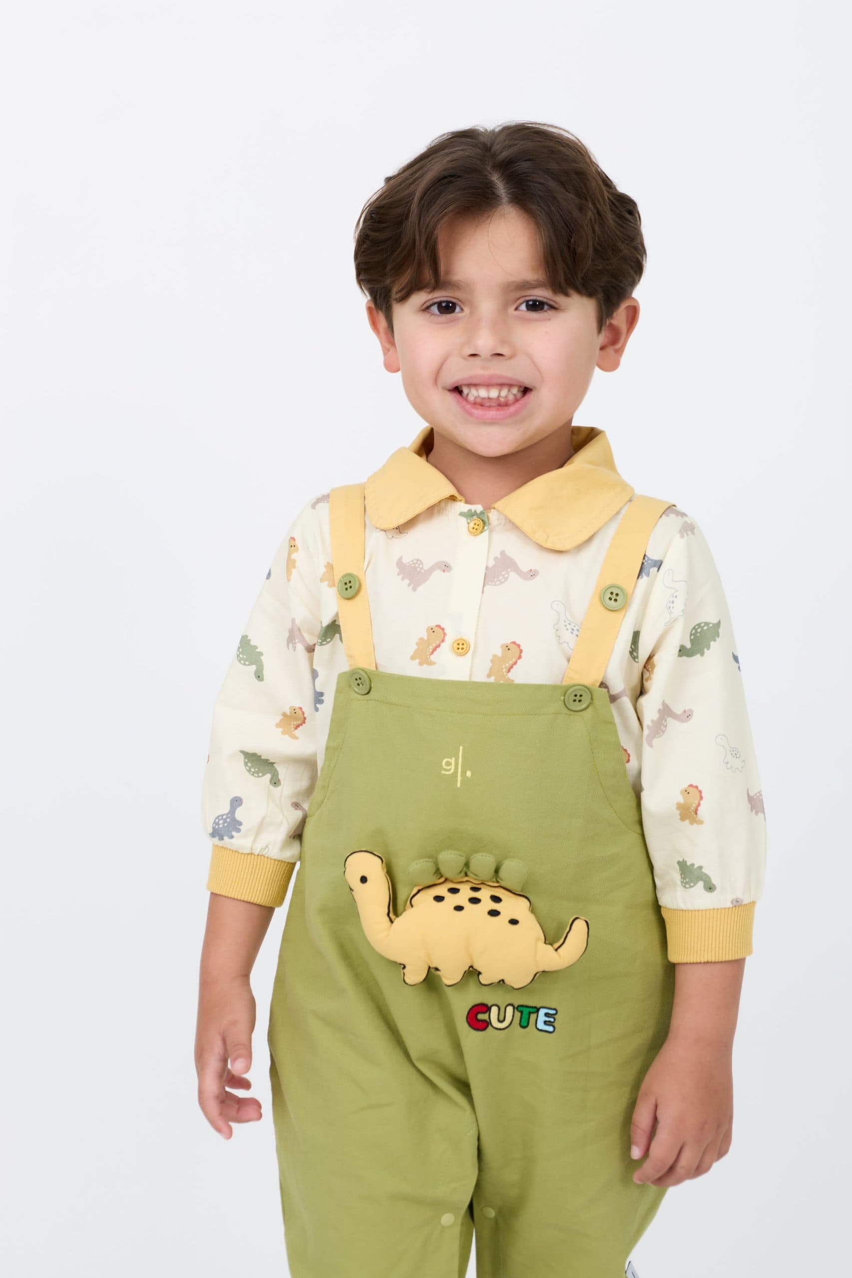 Kids’ unisex set: Dinosaur print shirt & 3D