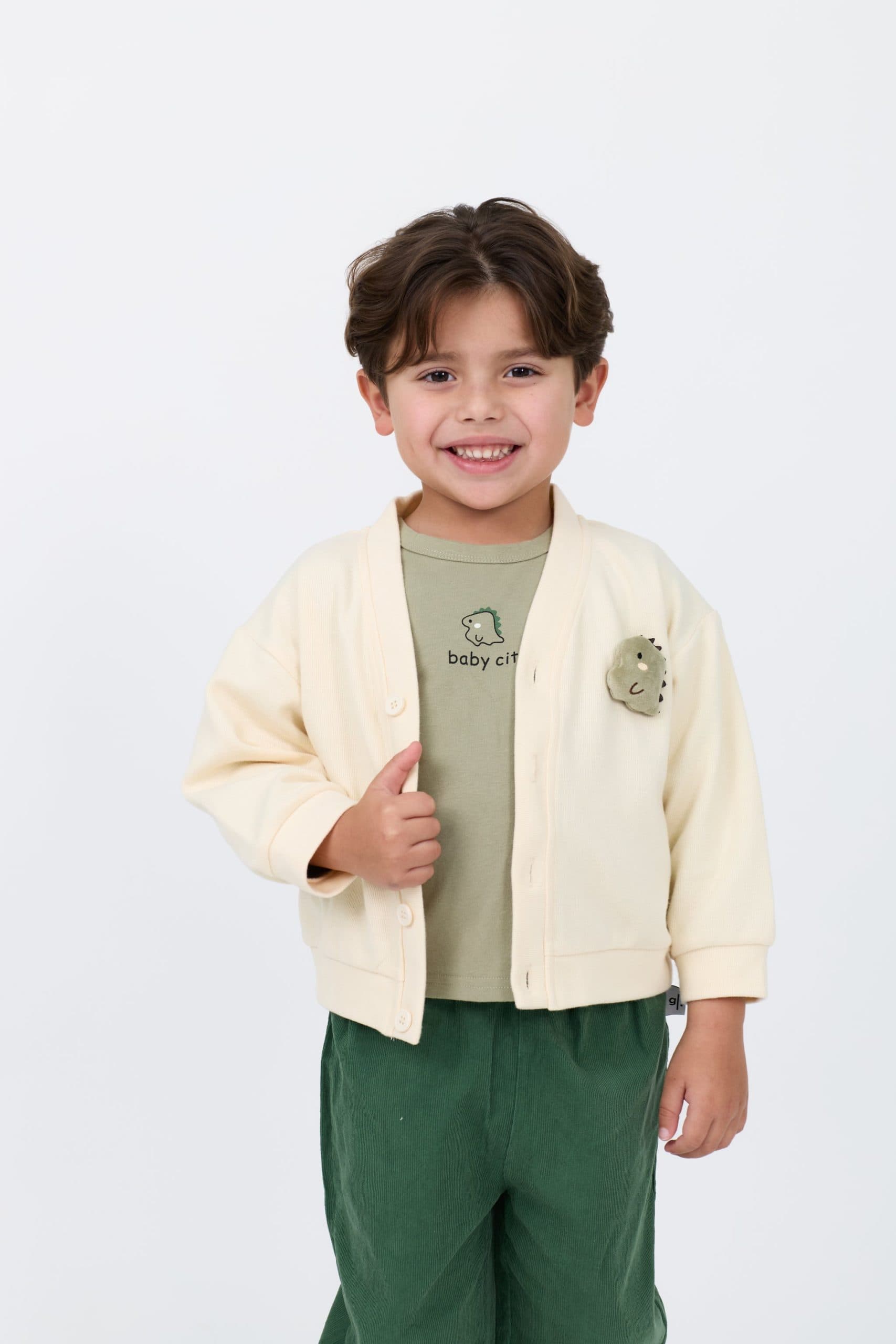 Kids’ 3-piece unisex set: Dino cardigan, tee & joggers