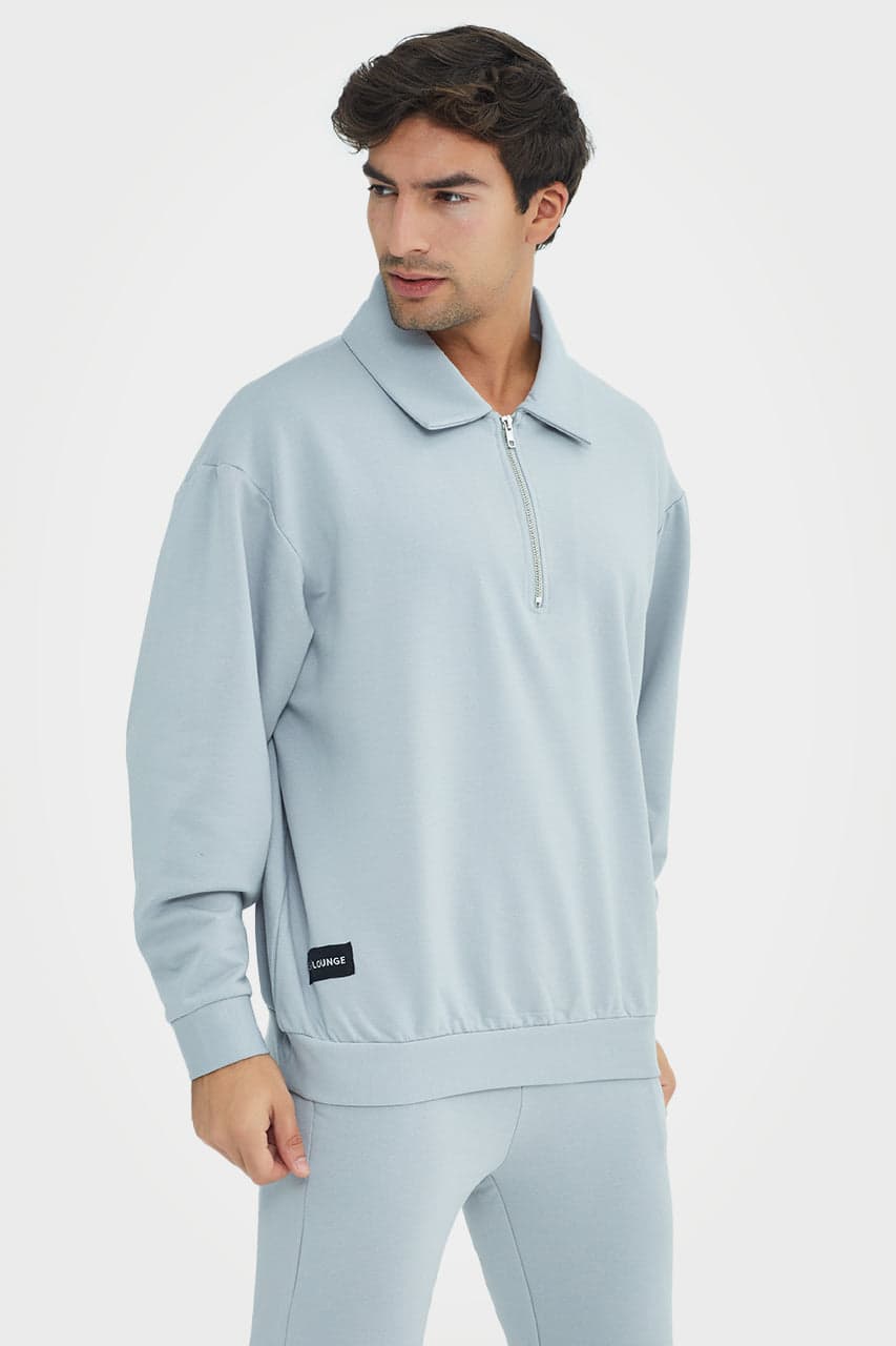 Organic Bamboo Men Cozy Half Zip Slim Fit Jumper