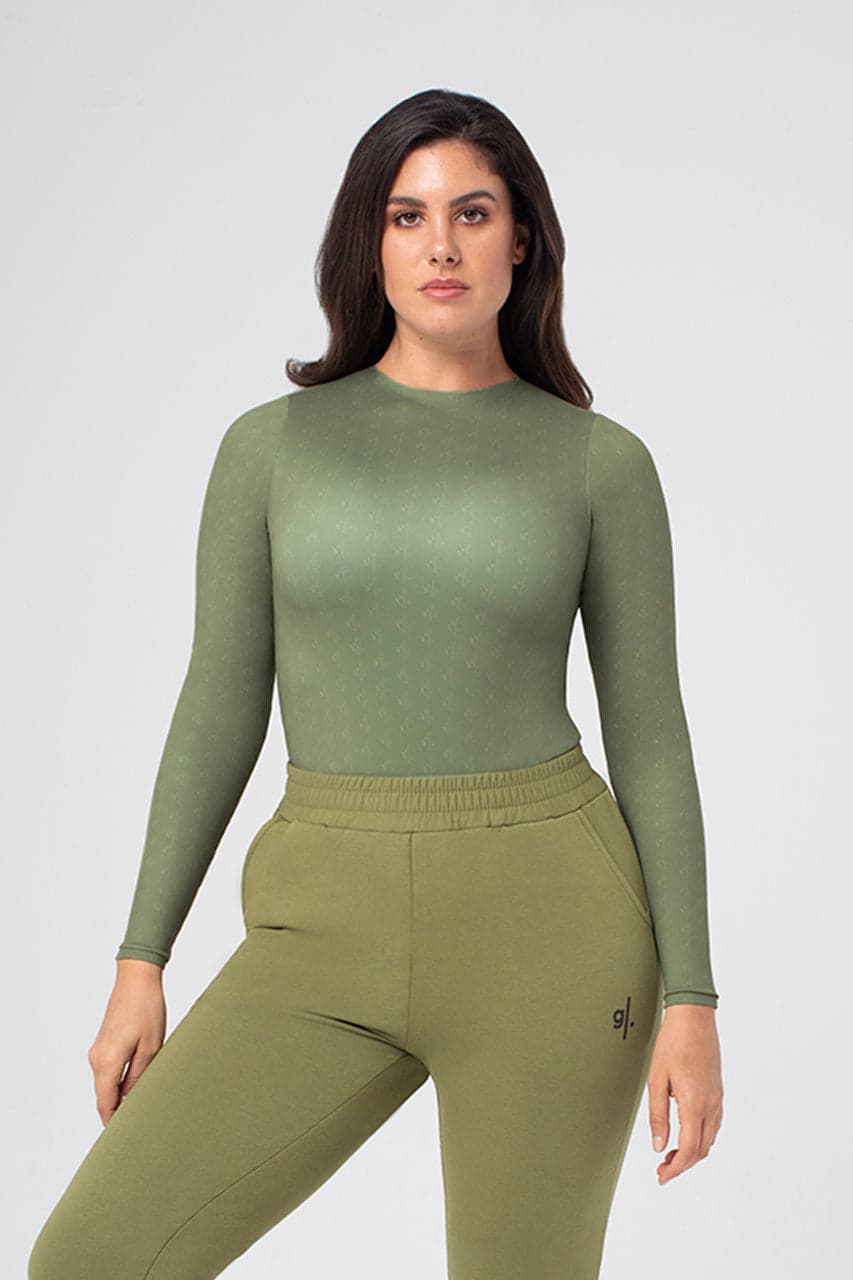 Women's Sustainable Long Sleeve Print Crewneck Bodysuit